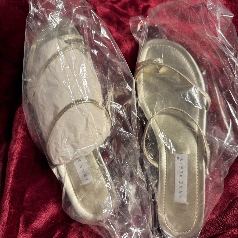 Anne Klein Gold Sandals Elegant Design